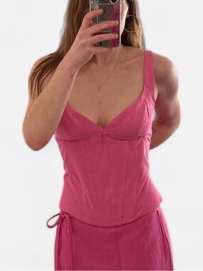 Zara Pink full-length linen corset top